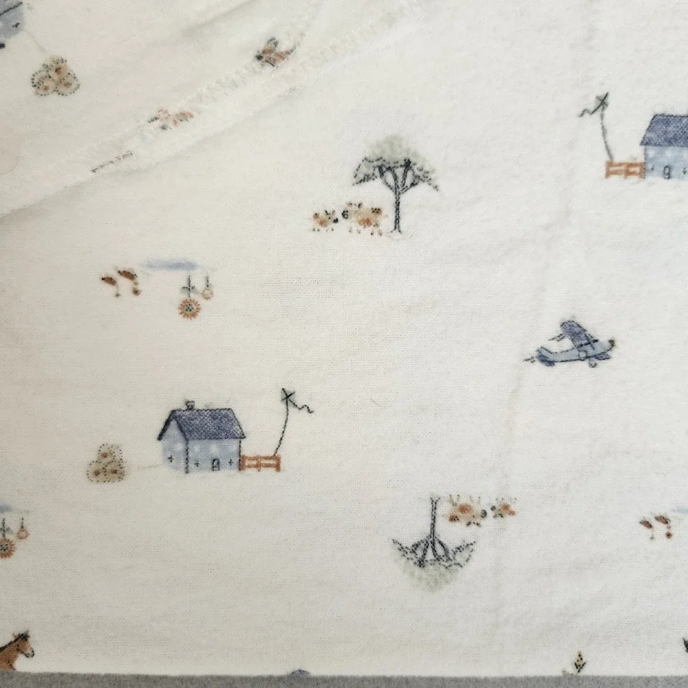 Vintage Carter's Baby Receiving Blanket Horse House Tree Farm Country Cotton